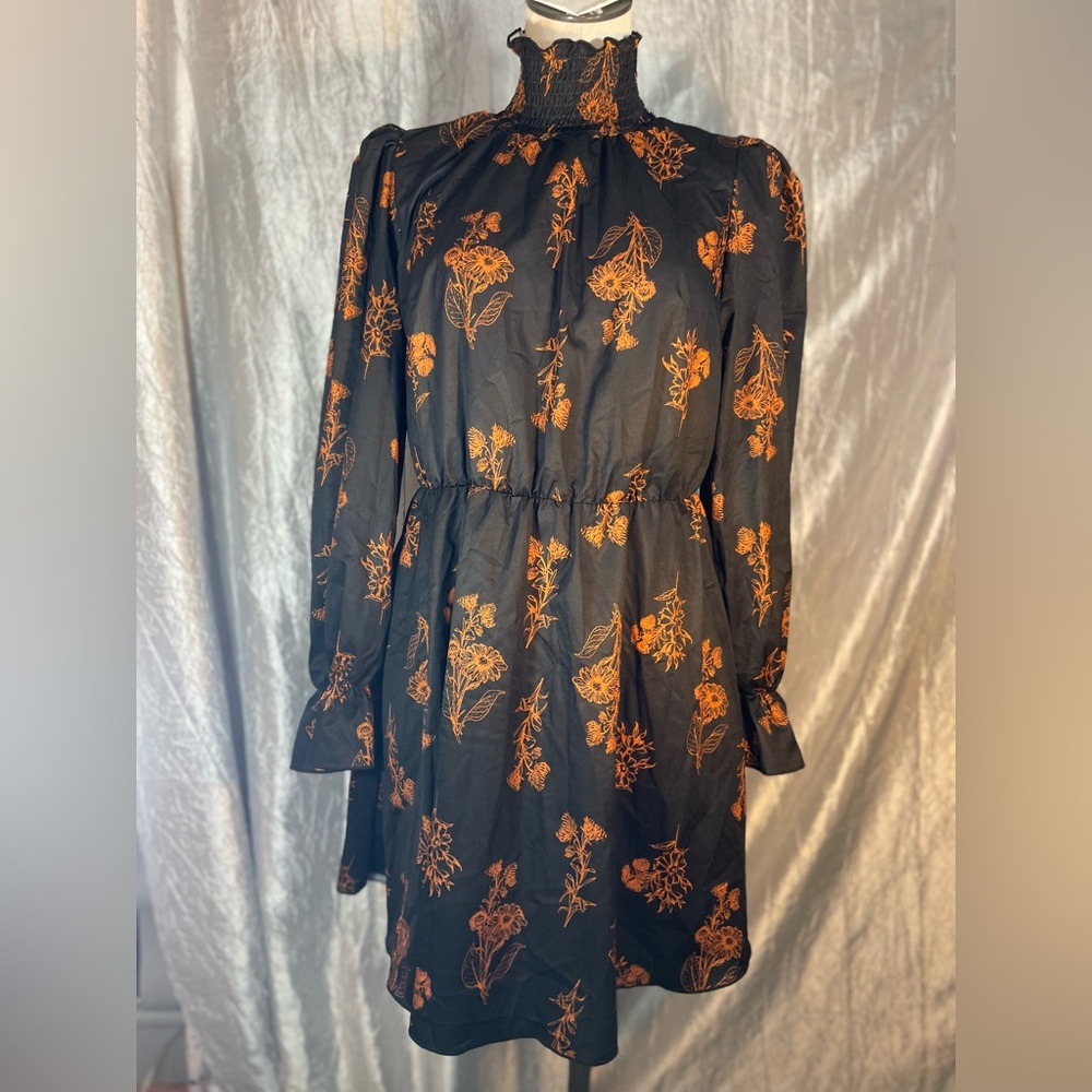 Floerns NEW polyester long sleeved floral midi dress with shirred turtleneck